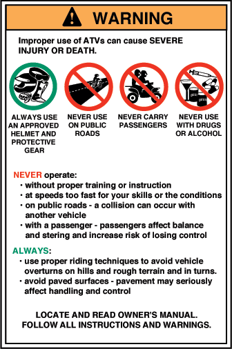 Honda atv warning labels #2